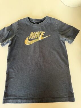 Nike Boys' Black Short Sleeve Logo Tee - Camouflage Swoosh